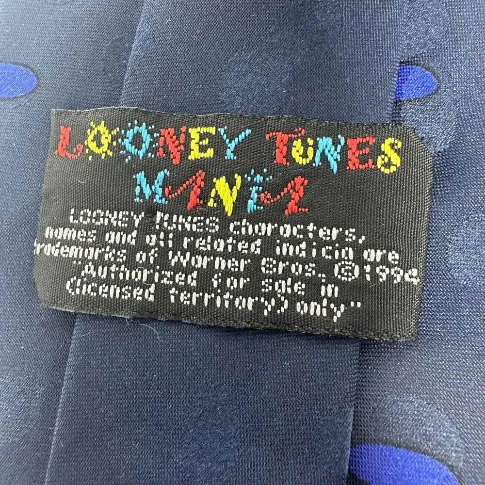 Looney Tunes Necktie Men Navy Mania Basketball Bugs Daffy Taz 1994 Vintage